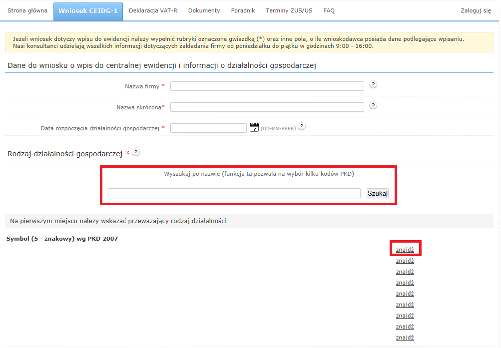 Wniosek CEIDG-1 O Wpis Do Centralnej Ewidencji I Informacji O ...