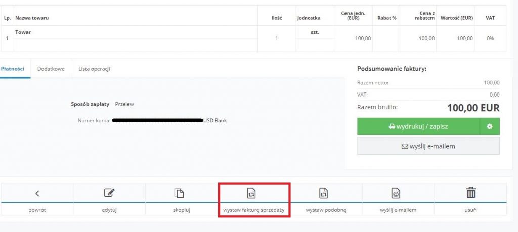 Proforma do faktury eksportowej - Wewnątrzunijna dostawa towarów