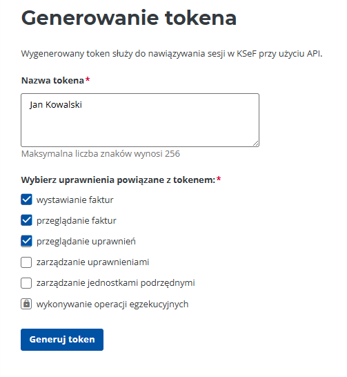 generowanie tokena